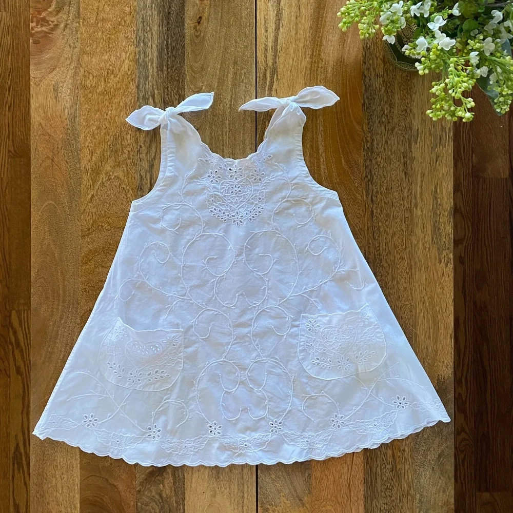 Toddler Girl Cotton Lace White Summer Shift Dress
